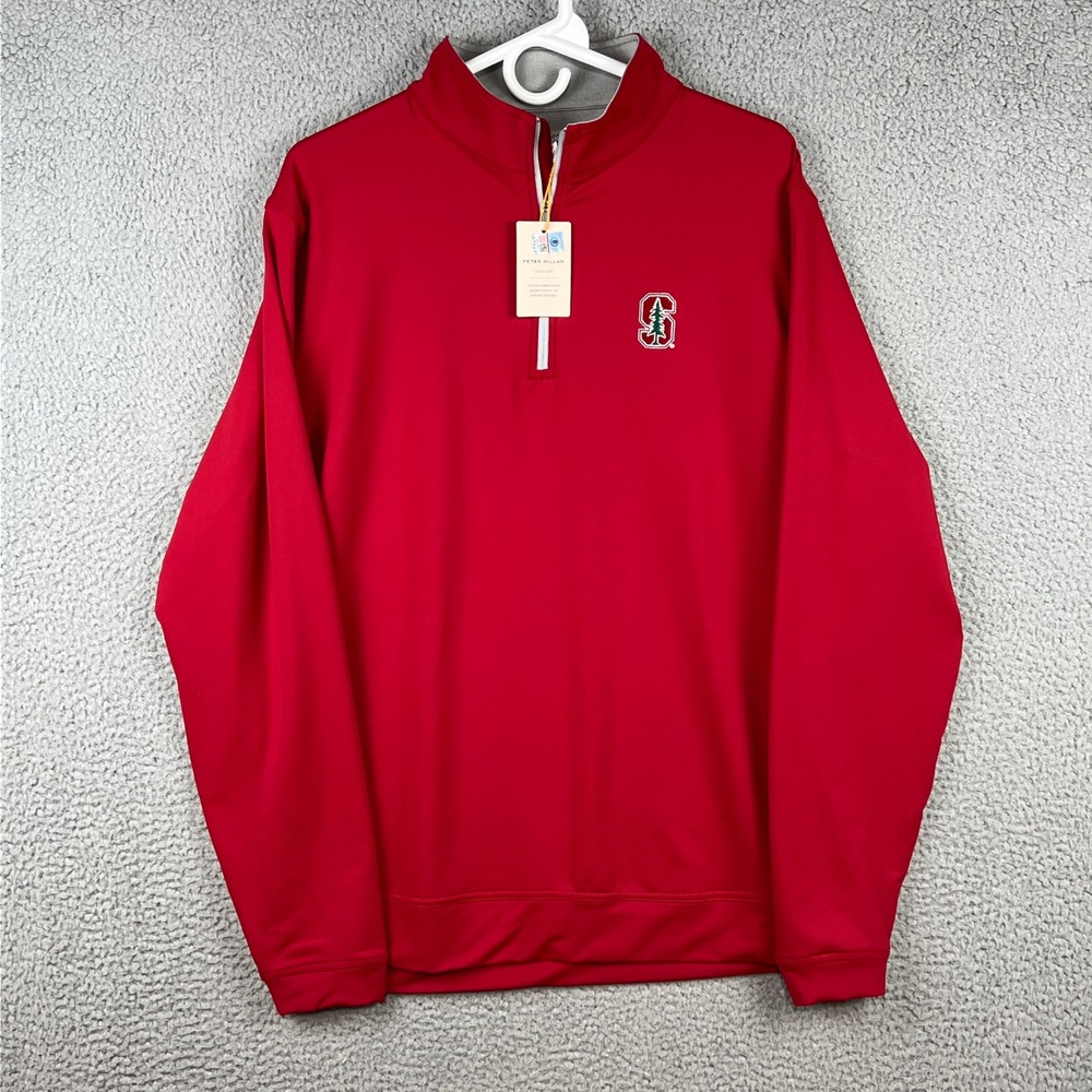 Peter Millar Stanford University Perth Quarter Zip Pullover Red‎ Mens Large NEW